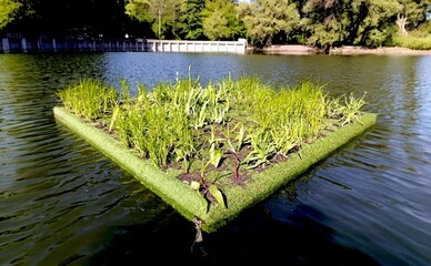 В Киеве появились плавучие острова с растениями в восьми парках столицы