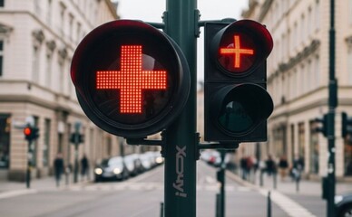 Що означає червоний хрест на світлофорі у Києві
