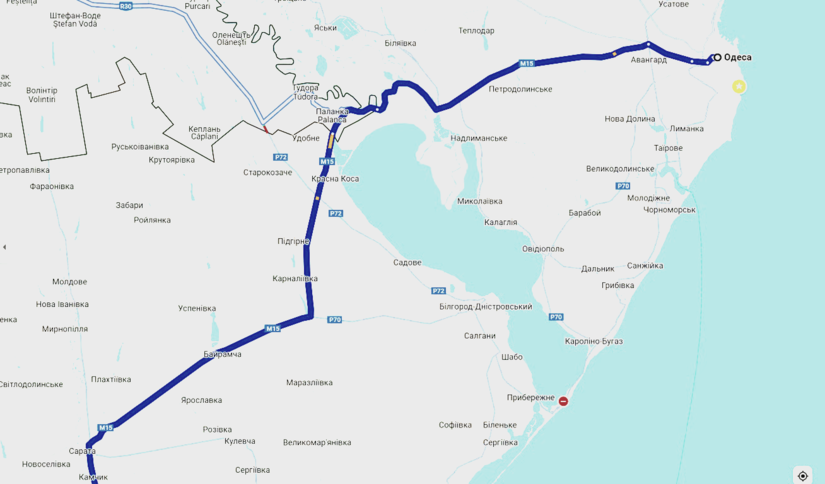Через негоду рух на трасі М‑15 Одеса‑Рені тимчасово обмежений