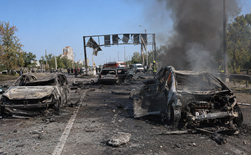 Вишневом в Киевской области беспилотник попал в дорогу с автомобилями