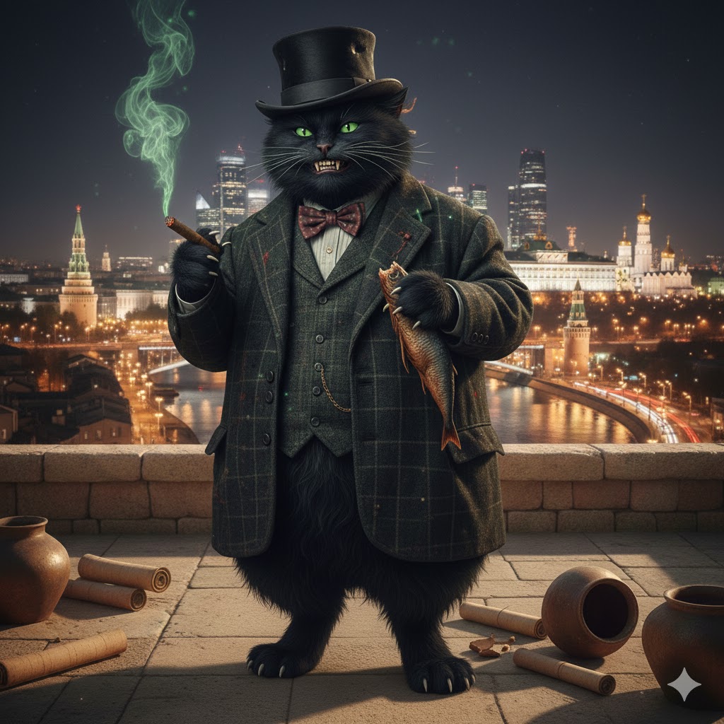 Джонни – Кот – Бегемот. Фото сгенерировано ИИ.